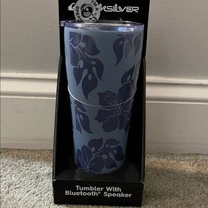 Quicksilver Blue Floral Tumbler with Bluetooth Speaker